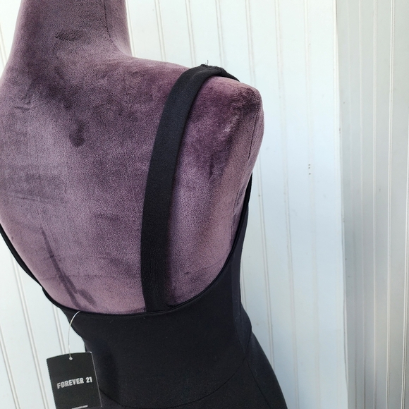 NWT Forever 21 Stretch Knee Length Sleeveless Jersey Knit Black Dress S - Picture 7 of 13